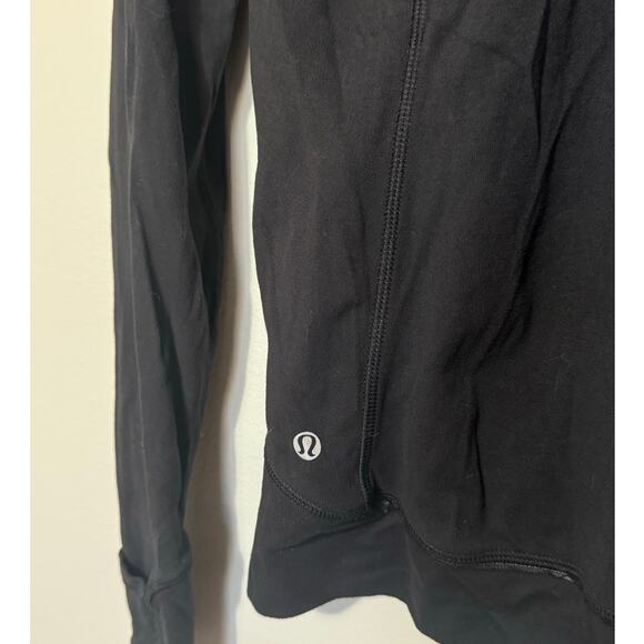 Women's Size 8 Lululemon Think Fast 1/4 Zip Jacket Black Striped Collar Rulu - Picture 7 of 8